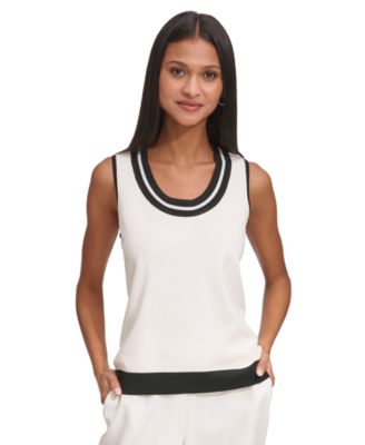 Women's Scoop-Neck Sleeveless Knit Top with Contrast Trim