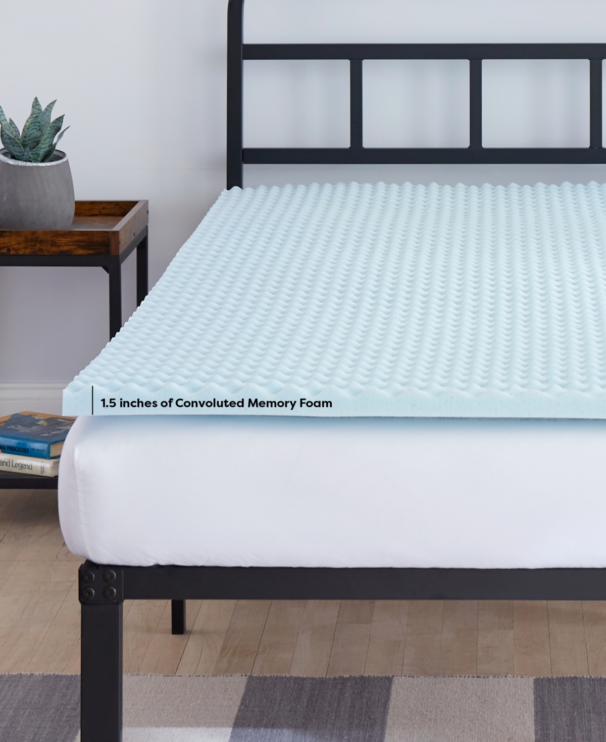 Shop Prosleep Back To Campus 1.5" Convoluted Gel-infused Memory Foam Mattress Topper, Twin Xl, Created For Macy's In Blue