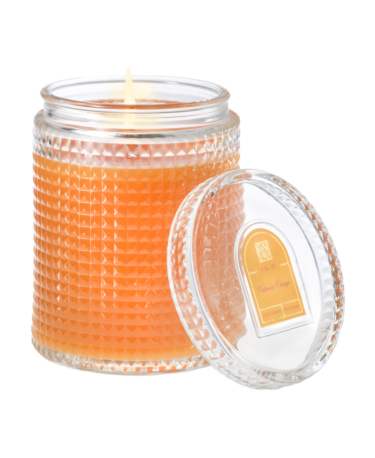 Valencia Textured Glass Candle, 15 oz - Orange