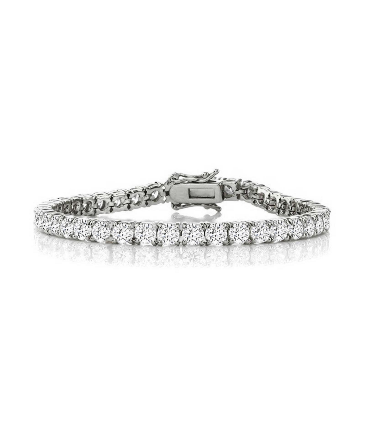 Classic White Gold Plated Cubic Zirconia 5MM Tennis Bracelet - Silver