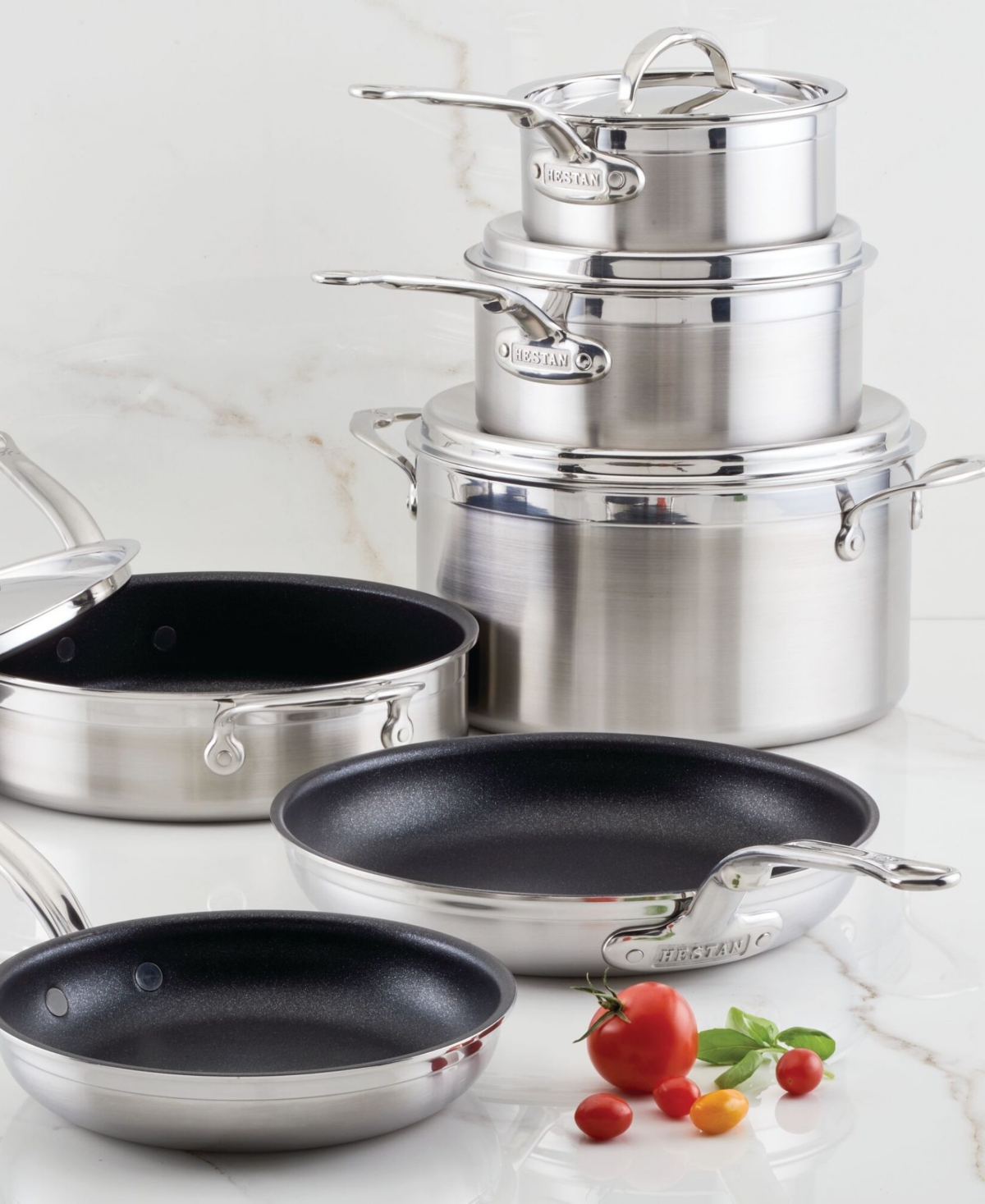 Shop Hestan Probond Clad Stainless Steel With Titum Nonstick 10-piece Cookware Set