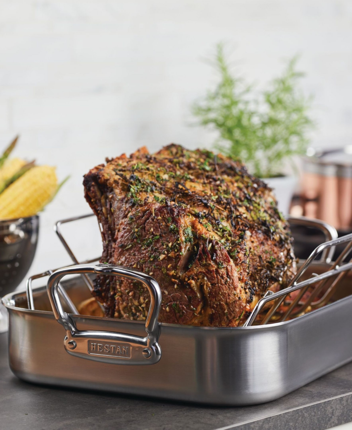 Hestan Provisions Classic Clad Small Roaster With Rack In Stainless Steel
