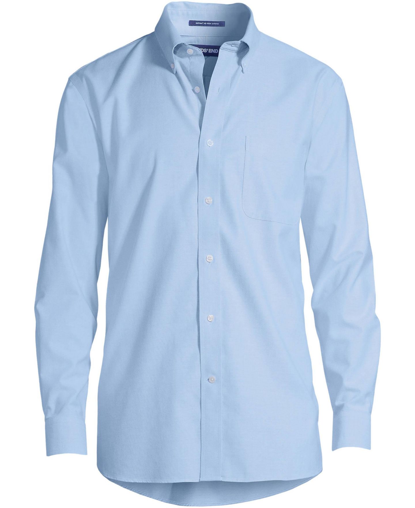 Мужская рубашка Lands' End Tall Traditonal Fit Solid No Iron Supima Oxford Dress Shirt, цвет: Синий — фото 3