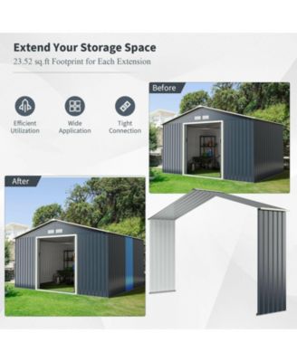 Outdoor Storage Shed Extension Kit for 11.2 Feet Shed-Grey
