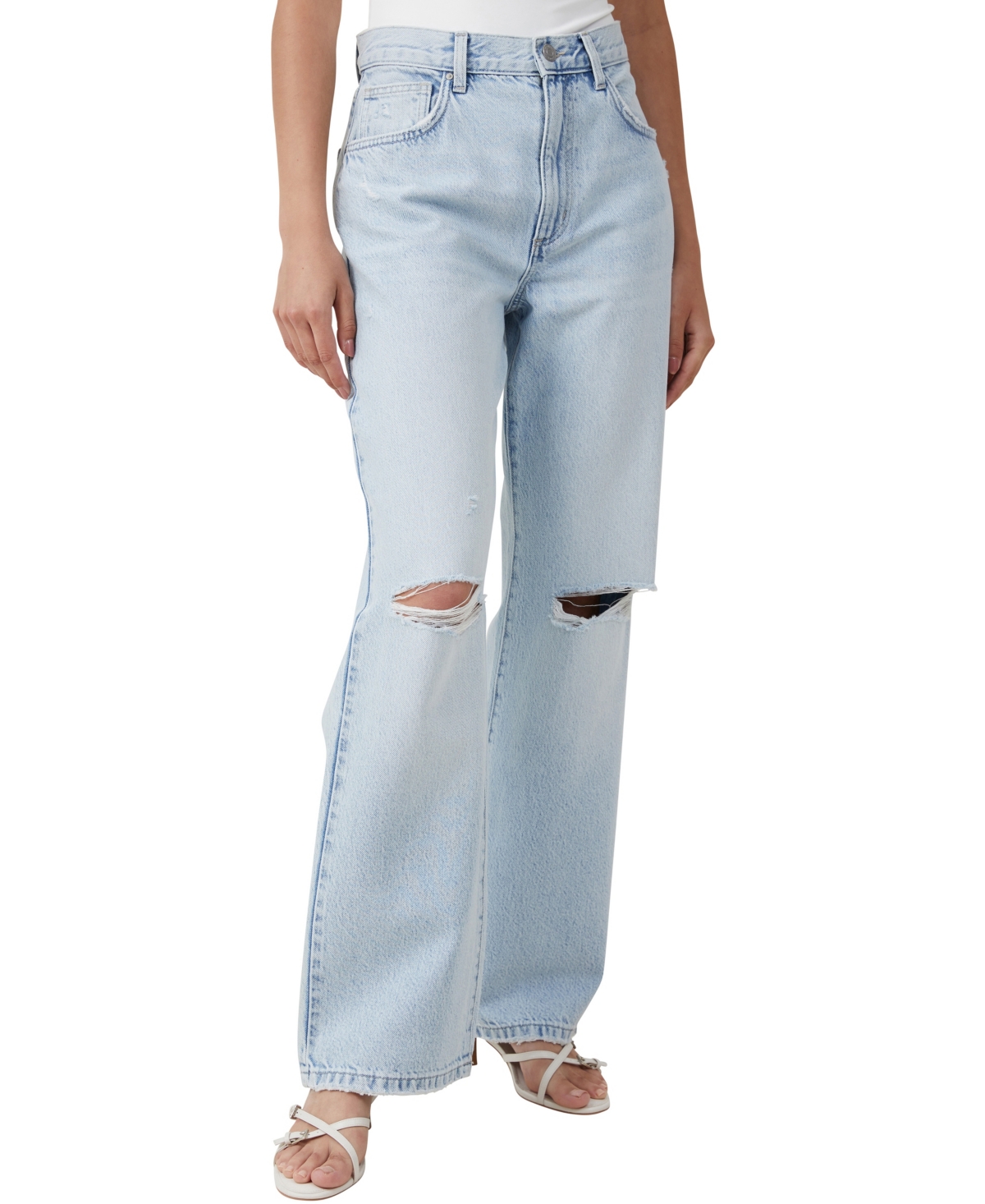 Shop Cotton On Women's Loose Straight Jean In Crystal Blue Rip