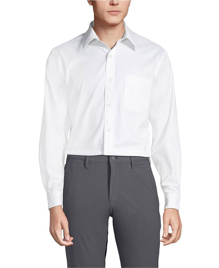 Lands' End Men's Solid No Iron Supima Pinpoint Straight Collar Dress ...