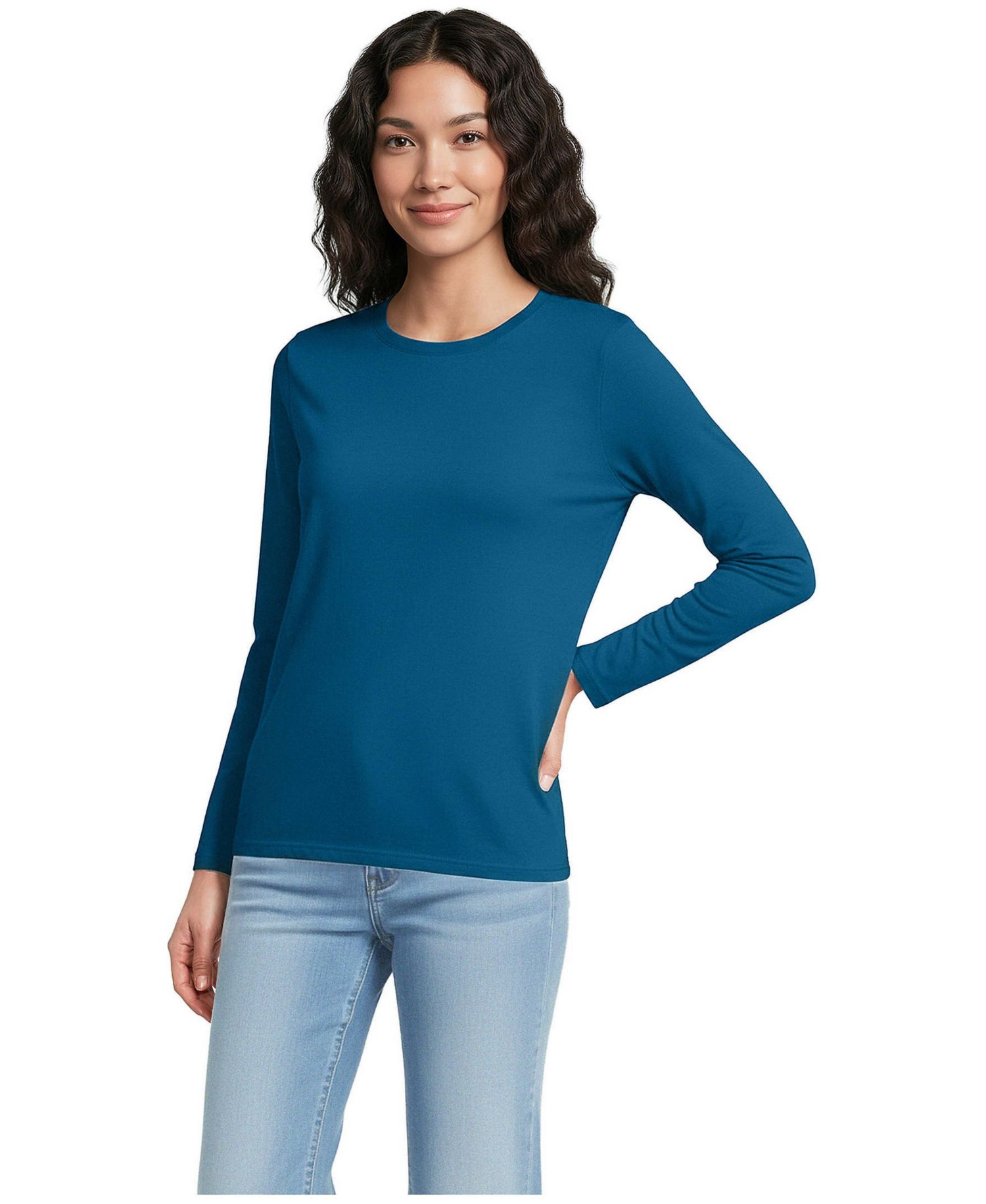 Women's Relaxed Supima Cotton Long Sleeve Crew Neck T-Shirt
