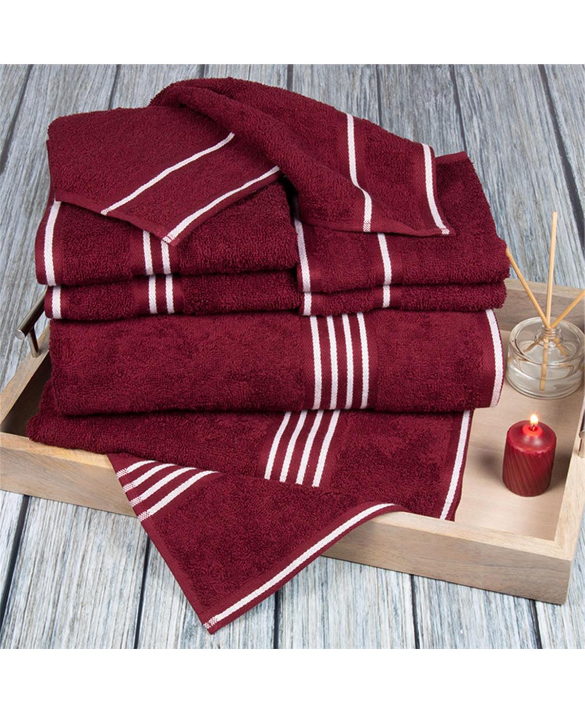 Lavish Home 27.5 x in. Rio 100 Percent Cotton Towel Set, Burgundy - 8 Piece