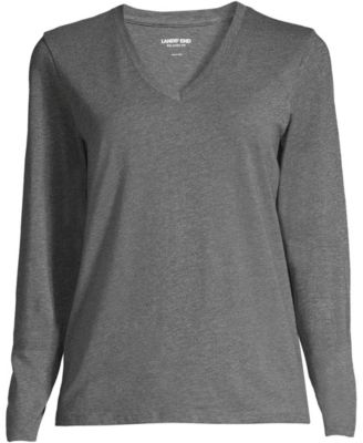 Women's Plus Size Relaxed Supima Cotton Long Sleeve V-Neck T-Shirt