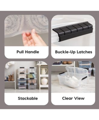 12.95qt Clear View Plastic Storage Bin with Lid and Secure Latching Buckles