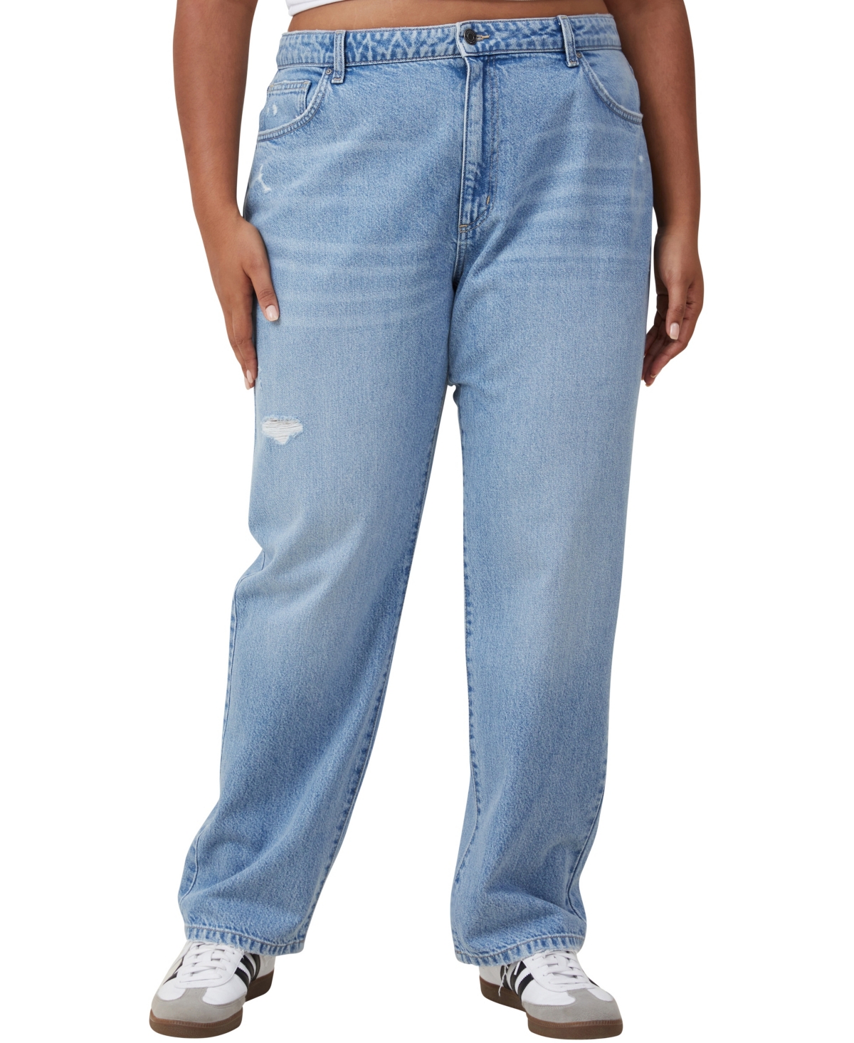 Shop Cotton On Women's Original Straight Jean In Breeze Blue Worn