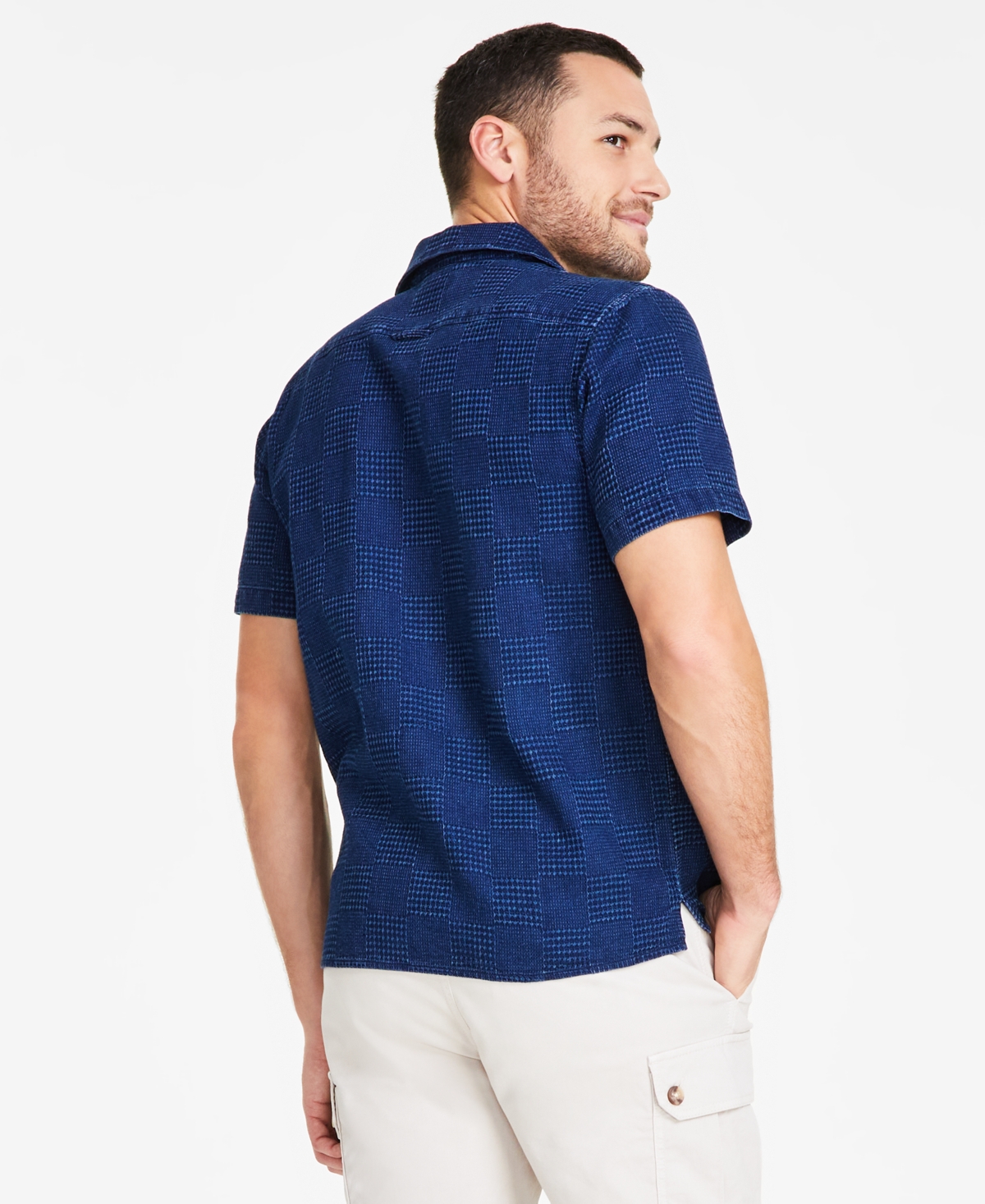 Sun + Stone Men's Regular-Fit Checkered Camp Shirt, Created for Macy's