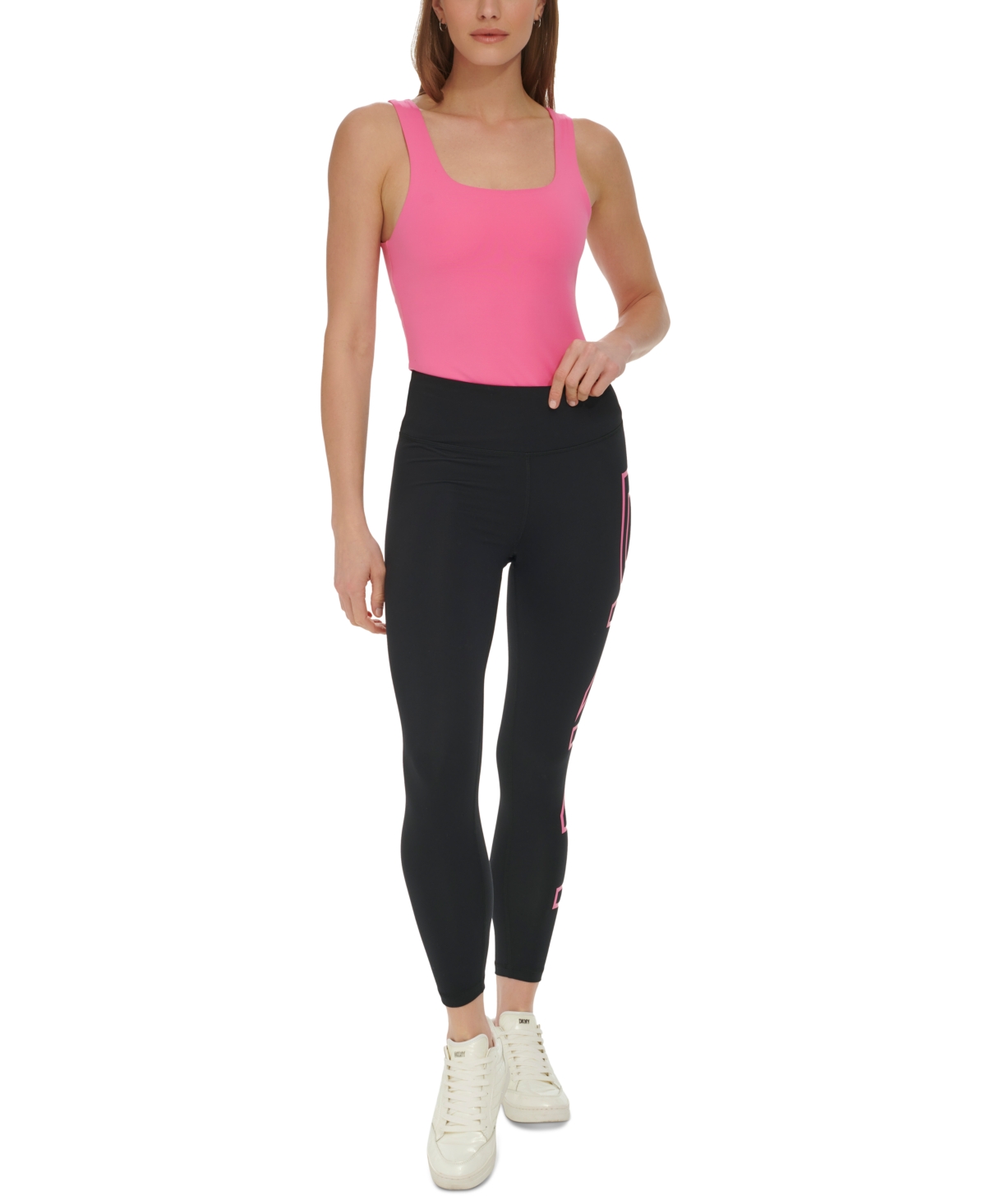 Dkny Sport Women's High-Waist Logo-Print 7/8 Leggings - Azalea Logo