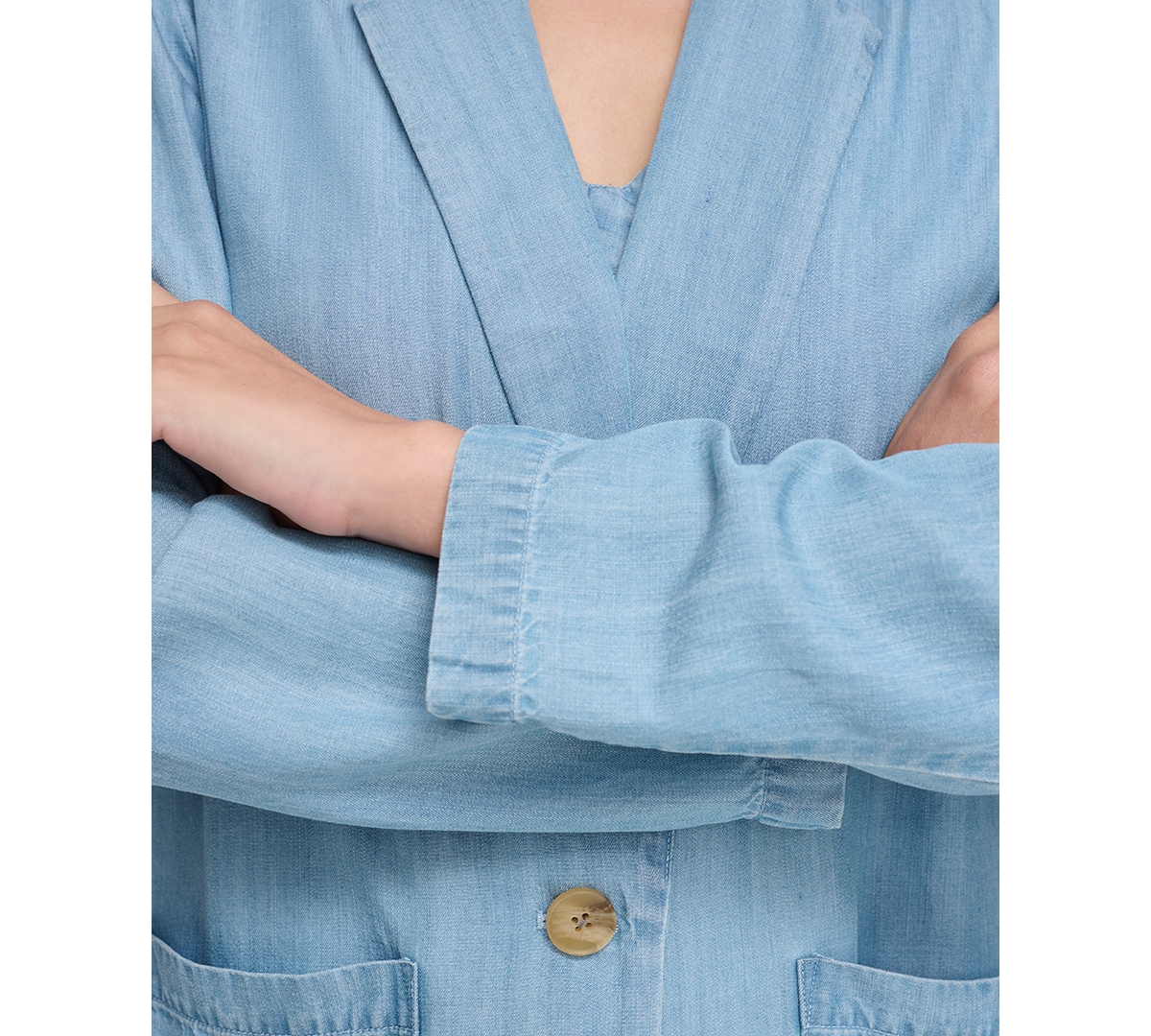 Shop Dkny Women's One-button Long-sleeve Jacket In Glacier