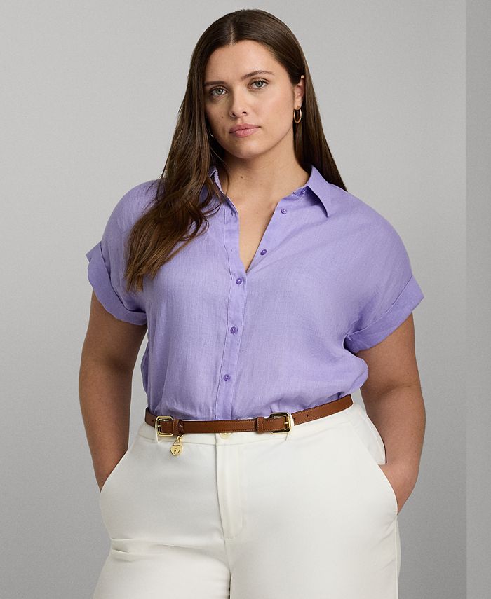 Lauren Ralph Lauren Dolman-Sleeve Linen Shirt - White