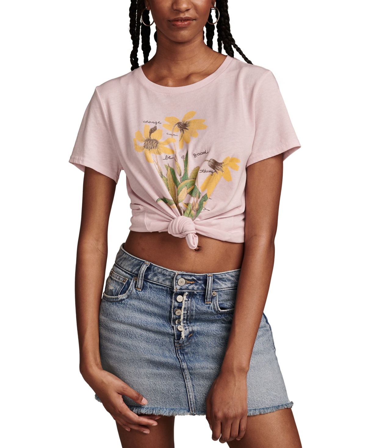Shop Lucky Brand Women's Change Is Good Floral-graphic T-shirt In Fairy Tale