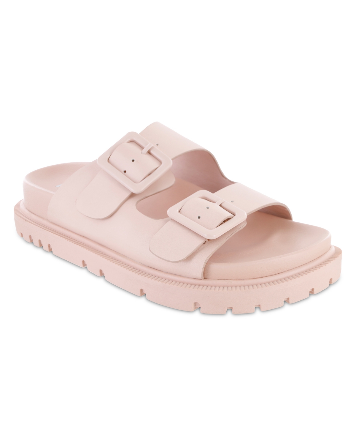 Shop Mia Women's Gen Double Buckle Flat Slide Sandals In Blush