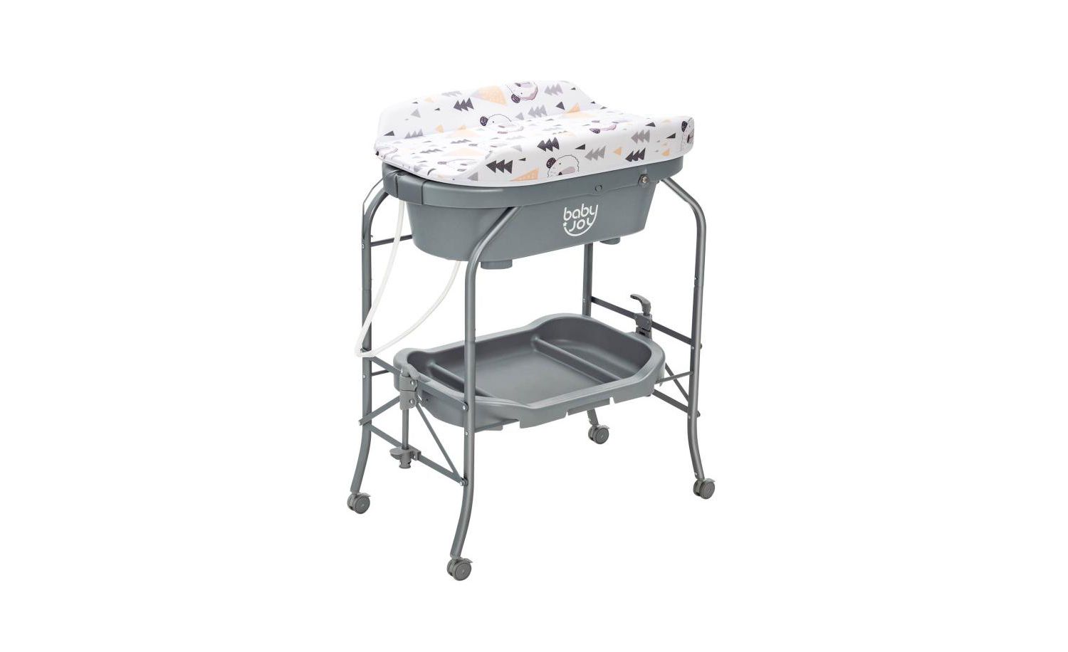 Portable Baby Changing Table with Storage Basket and Shelves