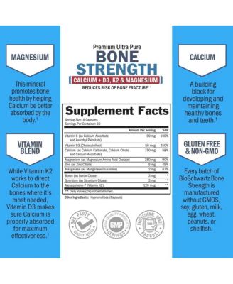 Bone Strength Supplement with Calcium + D3, K2 & Magnesium 120ct