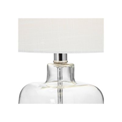 Coastal Accent Table Lamp 21.75" High Clear Glass Fillable Sea Shells White Drum Shade for Living Room Family Bedroom Bedside