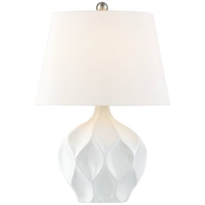 Dobbs Modern Mid Century Accent Table Lamp 22 1/2" High White Glaze Geometric Ceramic Oval Shade for Bedroom Living Room Bedside Office