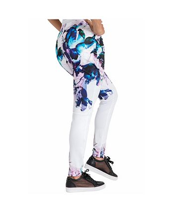  Poetic Justice Curvy Women's Plus Size White Floral Print Poly  Tricot Active Leggings Size 1X : Clothing, Shoes & Jewelry