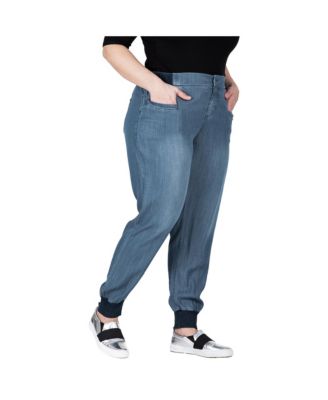 Plus Size Tencel Rib Cuffs Jogger Pants