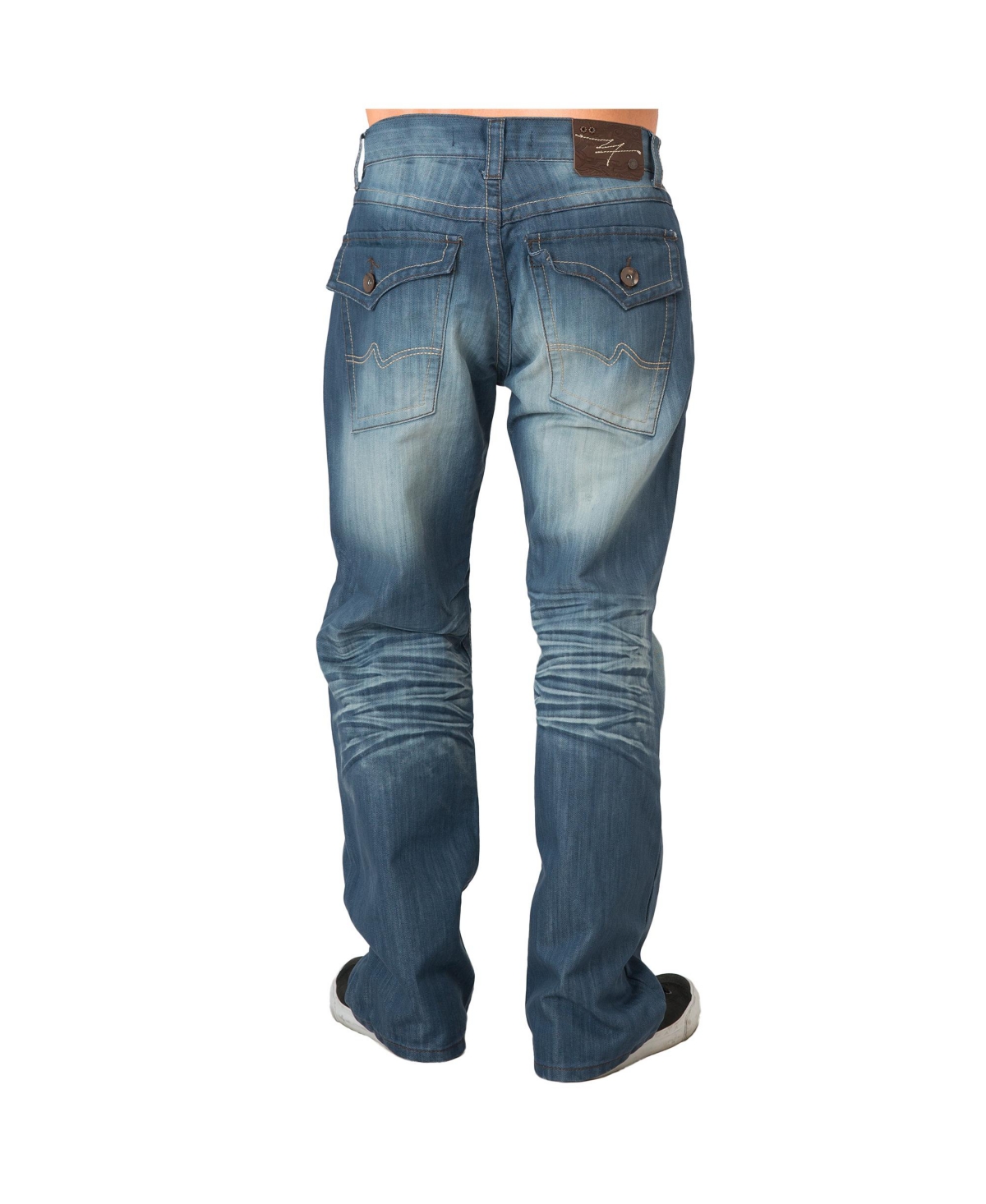 Level 7 Men's Midrise Relaxed Boot cut Premium Denim Jeans Vintage Like Wash