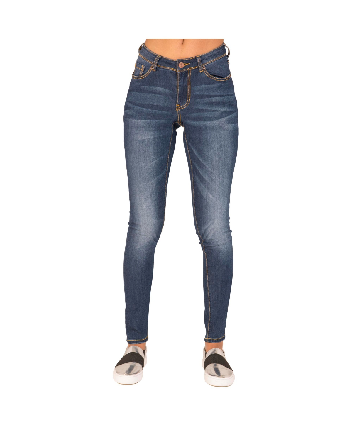 Women's Extra Curvy Fit Medium Vintage like Stretch Denim Skinny Jeans - Medium blue