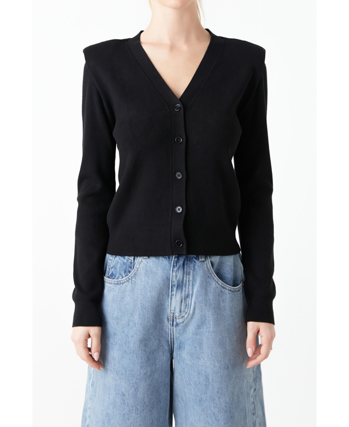 Women's V-neck Cardigan - Black