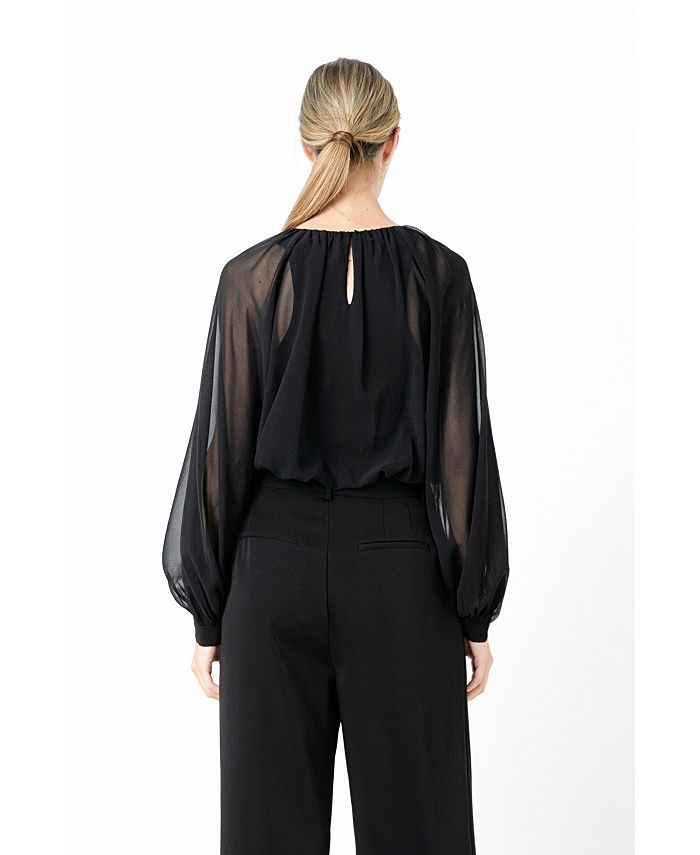 endless rose Women's Sheer Balloon Bodysuit Top Macy's