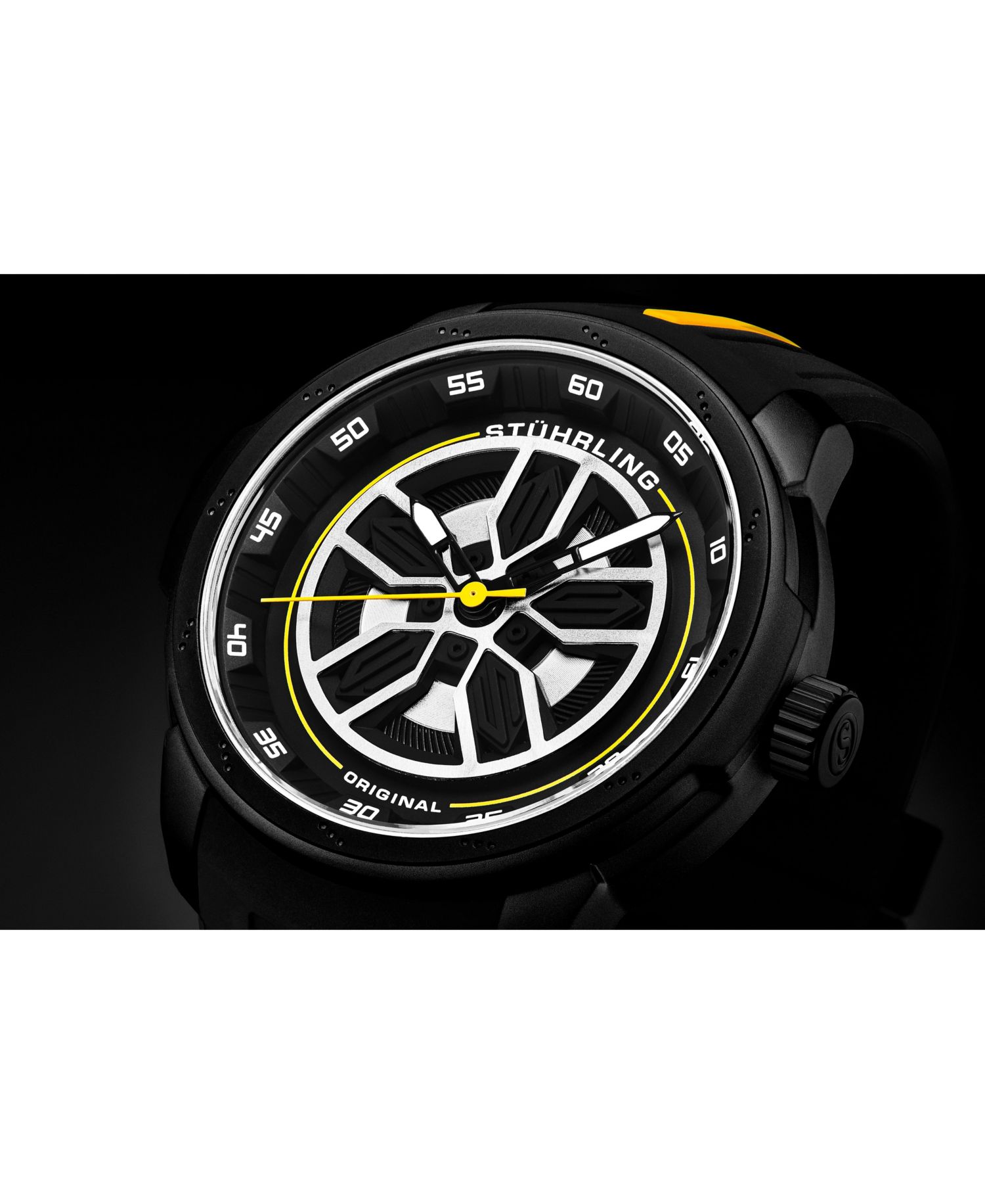 Men's 984 Quartz 44mm Aviator Multi Layered Dial Silicone Strap Men's Watch