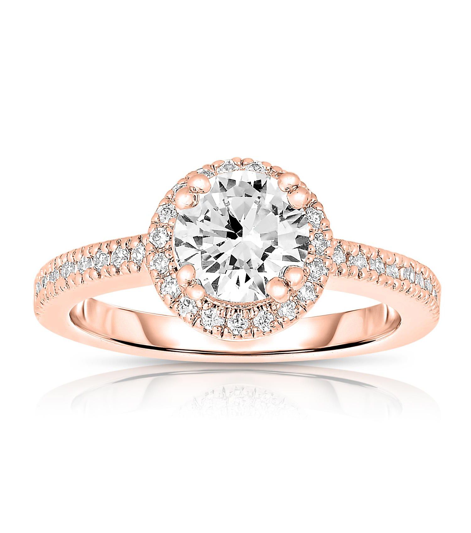 Radiant 18K Rose Gold Plated Round-Cut Cubic Zirconia Ring