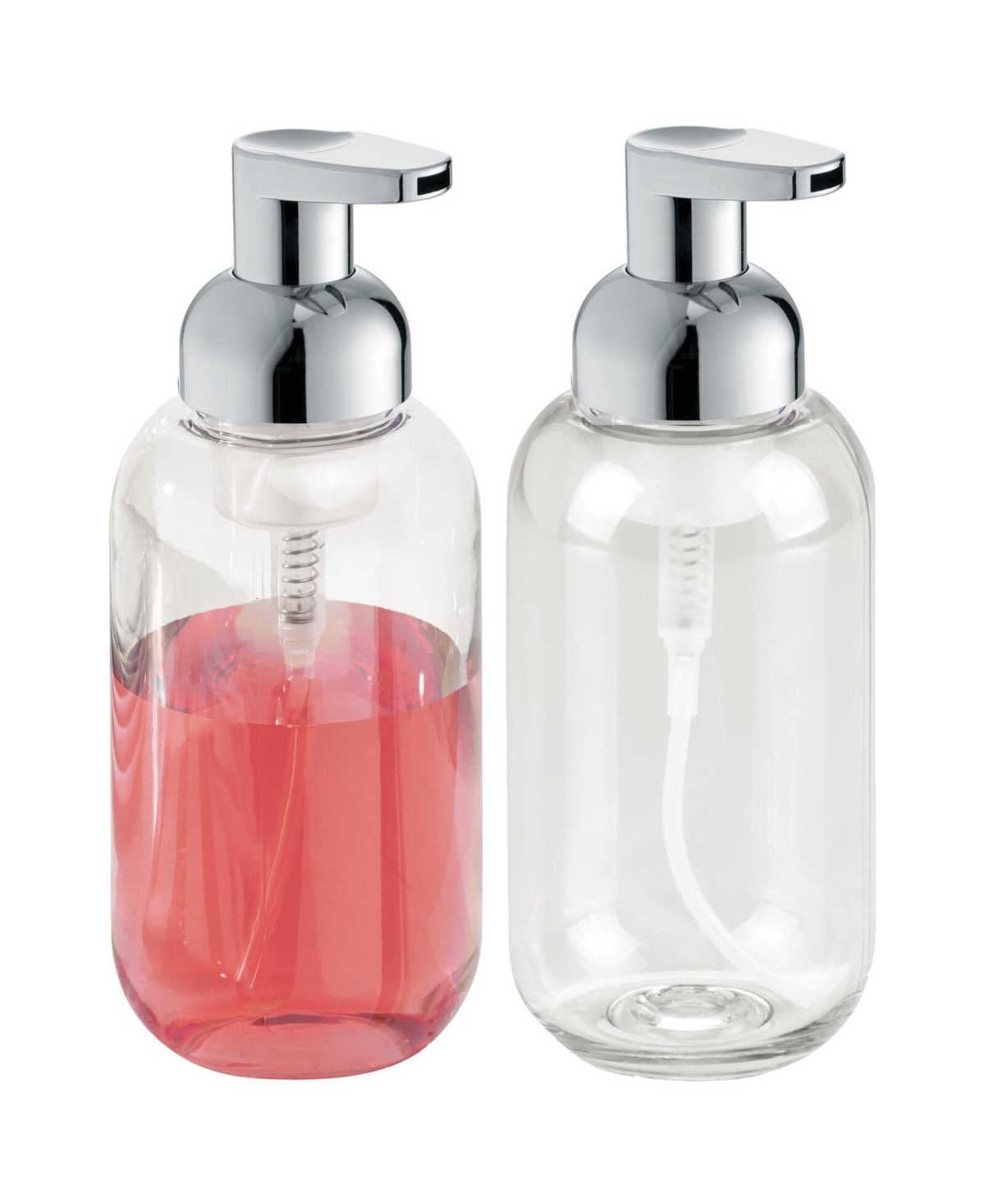 Refillable Foaming Soap Dispenser Pump Bottle, 2 Pack - Clear/chrome