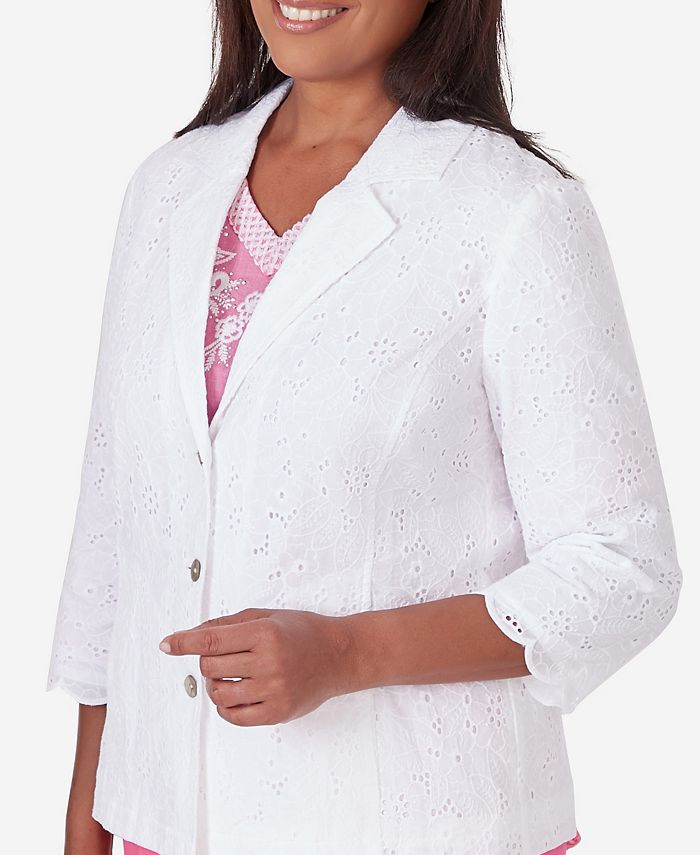 Alfred Dunner Women's Paradise Island Button Front Eyelet Jacket - Macy's