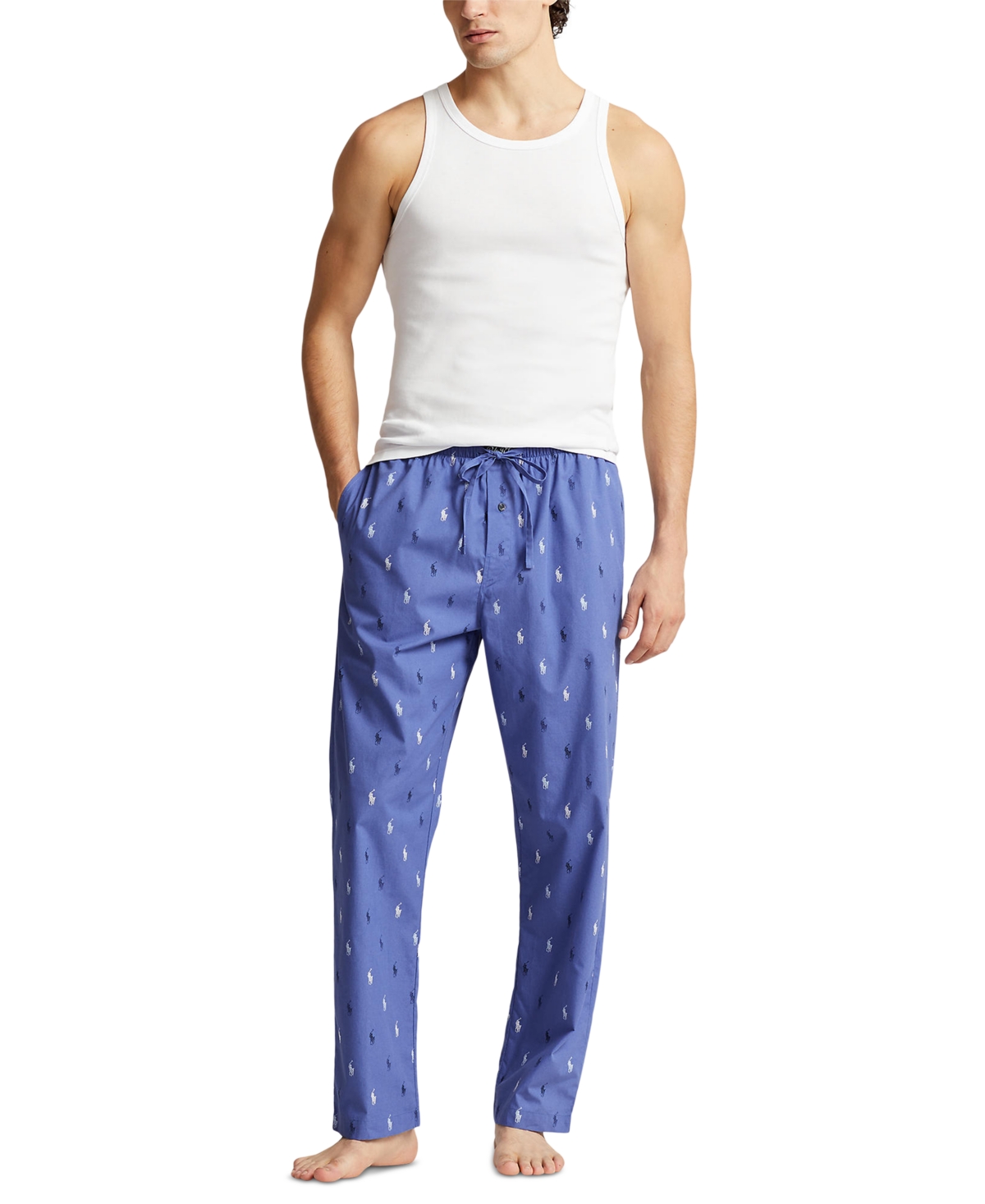 Shop Polo Ralph Lauren Men's Slim-fit Printed Pajama Pants In Liberty,cruise Navy  White Aopp