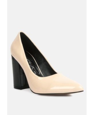 Kamira Patent Faux Leather Block Heel Pumps