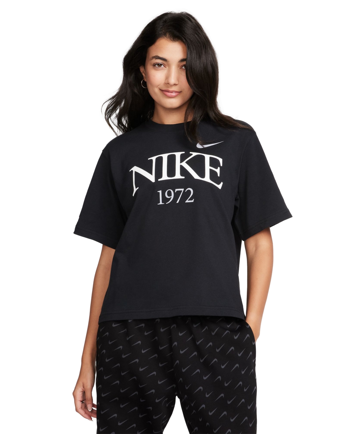 Nike Women's Sportswear Short-sleeve Classic Logo T-shirt In Black