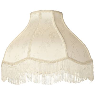 Set of 2 Scallop Dome Lamp Shades Cream Large 6" Top x 17" Bottom x 11" High Spider Replacement Harp and Finial Fitting
