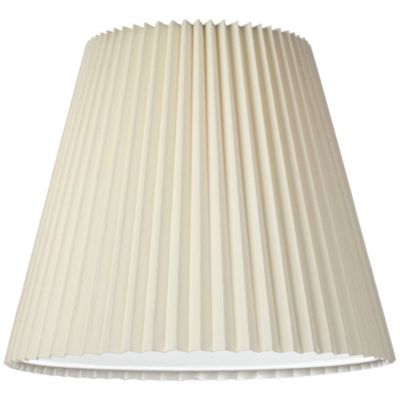 10" Top x 17" Bottom x 14 1/2" High x 14 3/4" Slant Lamp Shade Replacement Large Ivory Bell Pleated Spider Harp Finial