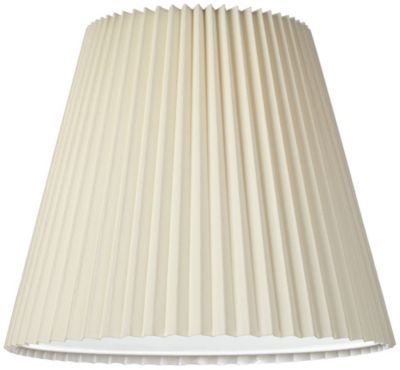 Set of 2 Pleated Empire Lamp Shades Ivory Large 10" Top x 17" Bottom x 14.75" High Spider with Harp and Finial Fitting