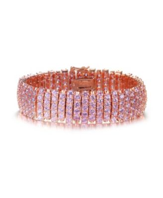 Sterling Silver with Colored Cubic Zirconia Wide Elegant Bracelet