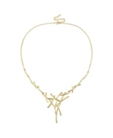 14k Gold Plated with Cubic Zirconia Sticks Contemporary Statement Necklace - Gold