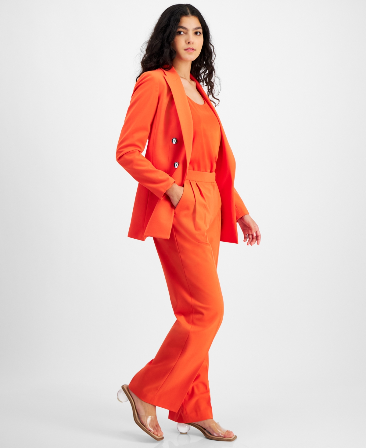 Bar Iii Women's High Rise Pleated Wide-Leg Pants, Created for Macy's