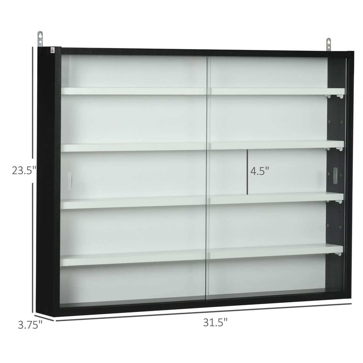 Homcom 5-Tier Display Cabinet, Glass Display Case with 2 Doors, Black White