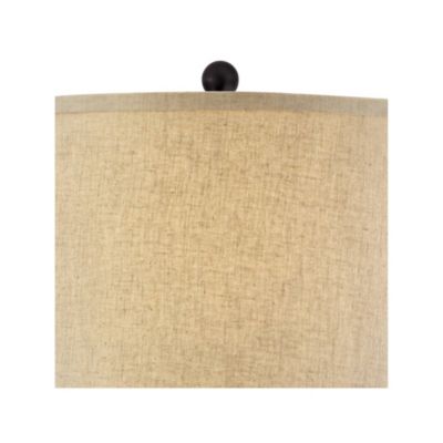 Tropical Table Lamp 29" Tall Woven Wicker Pattern Beige Linen Drum Shade for Living Room Family Bedroom Bedside Nightstand
