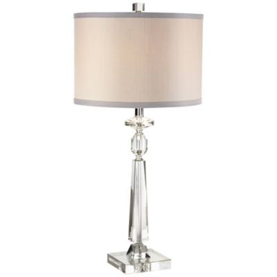 Aline 26 1/2" Tall Traditional Table Lamp Clear Crystal Single Gray Shade Living Room Bedroom Bedside