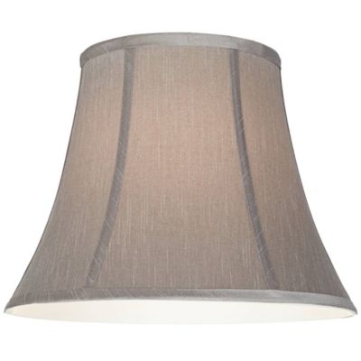Pewter Gray Medium Bell Lamp Shade 8" Top x 14" Bottom x 11" Slant x 10.5" High (Spider) Replacement with Harp and Finial