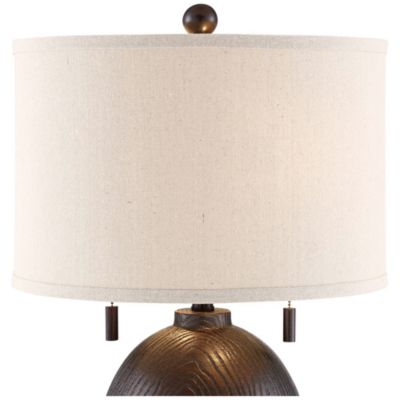 Byron Rustic Table Lamp 27 1/2" Tall Hammered Textured Bronze White Drum Shade for Bedroom Living Room Bedside Nightstand Office