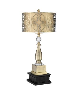 Doris Traditional Table Lamp with Black Square Riser 34 3/4
